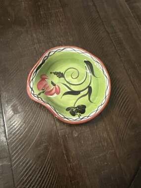 Gail Pittman Hand-Painted Ceramic Spoon Rest Floral Motif